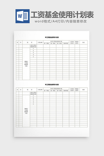 人事管理年工资基金使用计划表word文档图片