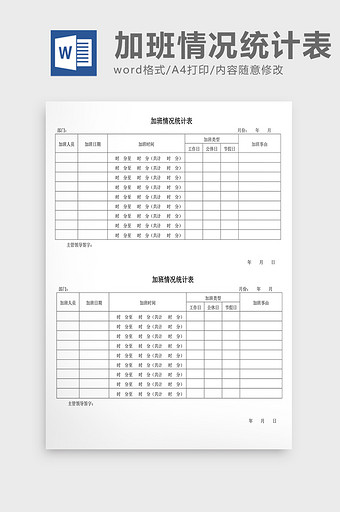 人事管理加班情况统计表Word文档图片