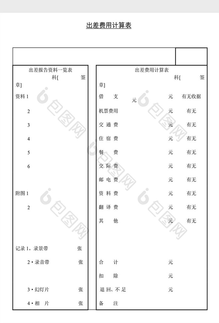 人事管理出差费用计算表Word文档