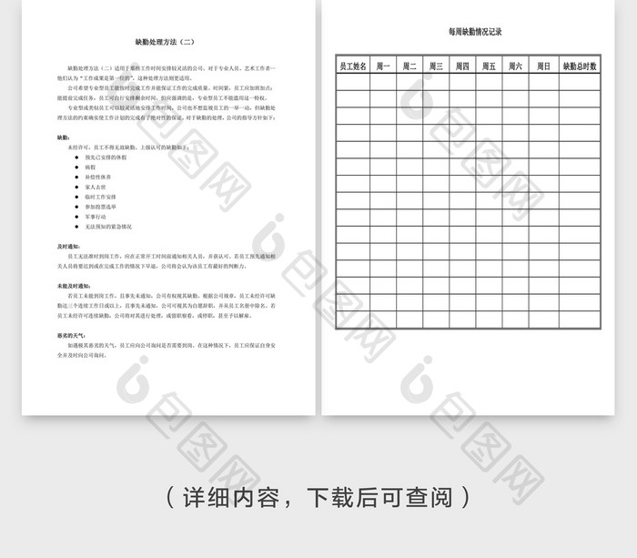 人事管理缺勤处理方法Word文档