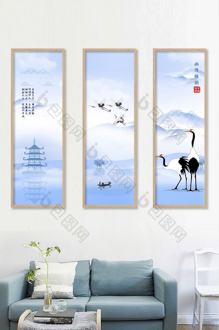 中国风白鹤装饰画