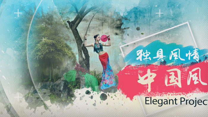 清新最美中国风艺术色彩片头AE模板