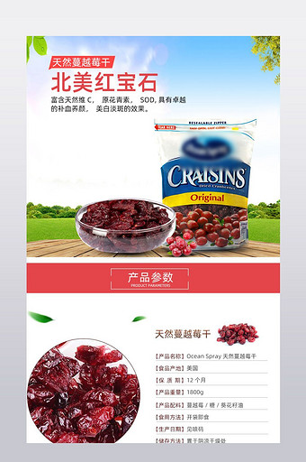 蔓越莓食品进口食品保保健品淘宝详情页模板图片