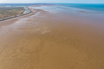 大海海浪沙滩退潮风景航拍摄影图