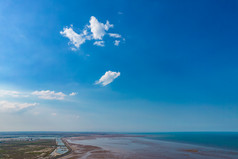 大海海浪沙滩退潮风景航拍摄影图