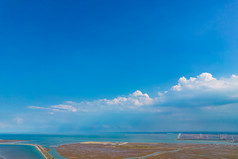 大海海浪沙滩退潮风景航拍摄影图