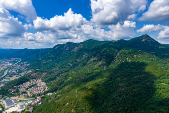 福建福州城市风光闽江鼓山<strong>蓝天白云</strong>航拍摄影图