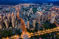 福建龙岩城市夜景航拍摄影图