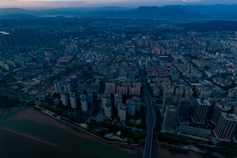 福州城市清晨日出航拍摄影图