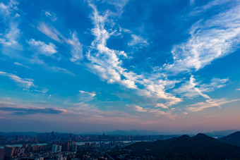 杭州西湖日落晚霞夕阳航拍摄影图