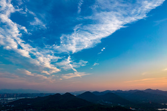 杭州西湖日落晚霞夕阳航拍摄影图