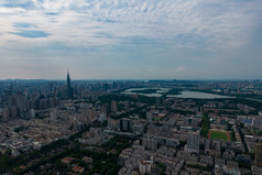 江苏南京城市大景建筑高楼航拍摄影图