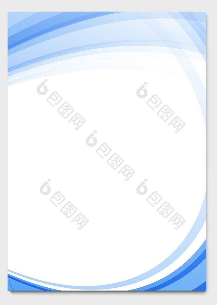 蓝色简约弧形边框商务信纸模板word文档
