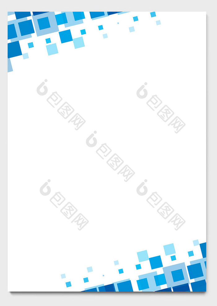 蓝色几何边框商务风信纸模板word文档