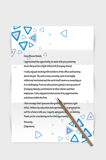 蓝色三角形边框商务信纸模板word文档图片