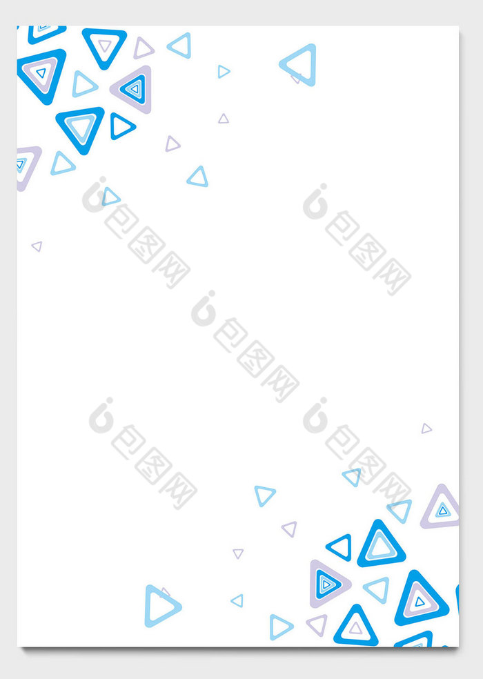 包圖網提供精美好看的藍色三角形邊框商務信紙模板word文檔素材免費