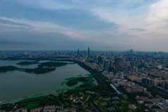 江苏南京城市夕阳晚霞日落航拍摄影图