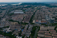 江苏南京城市夕阳晚霞日落航拍摄影图