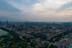 江苏南京城市夕阳晚霞日落航拍摄影图