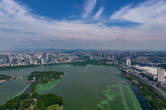 江苏南京玄武湖城市风光航拍摄影图