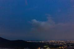 江苏南京玄武湖城市夜景灯光航拍摄影图