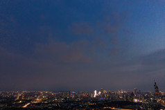 江苏南京玄武湖城市夜景灯光航拍摄影图