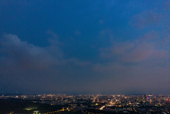 江苏南京玄武湖<strong>城市夜景</strong>灯光航拍摄影图