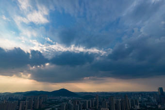 江苏无锡城市风光傍晚夕阳航拍摄影图