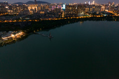 江苏无锡城市夜幕降临夜景灯光夕阳航拍