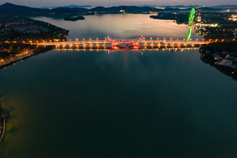 江苏无锡城市夜幕降临<strong>夜景</strong>灯光<strong>夕阳</strong>航拍