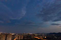 江苏无锡城市夜幕降临夜景灯光夕阳航拍