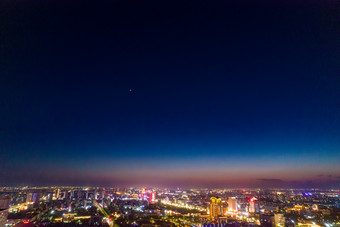 山东东营城市夜景灯光航拍摄影图