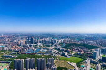 山东济南城市风光奥体中心商务建筑航拍摄影图