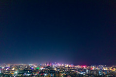 山东济南城市夜景灯光秀航拍摄影图