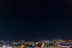 山东济南城市夜景灯光秀航拍摄影图