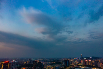 山东济南城市夜幕降临夜景灯光航拍摄影图
