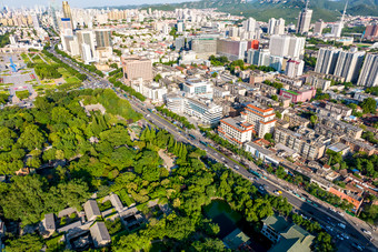 山东济南<strong>泉城</strong>广场周边建筑航拍摄影图