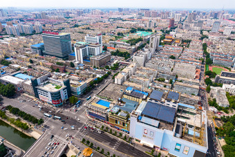 山东济宁城市建设航拍摄影图