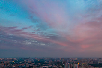 山东济宁城市晚霞夕阳日落航拍摄影图