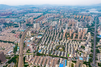 山东泰安城市建设航拍摄影图