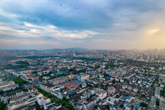 苏州城市晚霞夕阳航拍摄影图