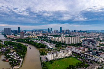 苏州寒山寺大运河周边建筑航拍摄影图