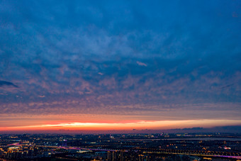 苏州金鸡湖日落晚霞<strong>夕阳夜景</strong>航拍摄影图