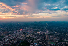 苏州日落晚霞夕阳航拍摄影图