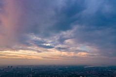 苏州日落晚霞夕阳航拍摄影图