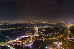 苏州山塘街夜景灯光航拍摄影图