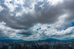 温州城市风光蓝天白云航拍摄影图
