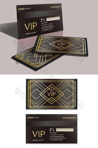 金色细线VIP会员卡图片