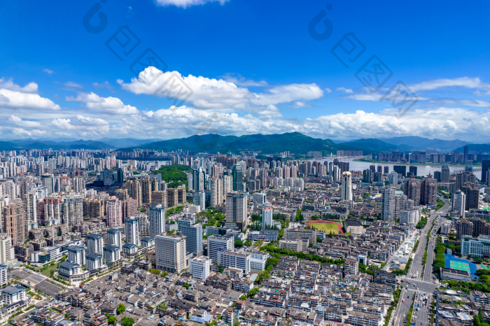 温州城市蓝天白云天际线航拍摄影图图片-包图网企业站