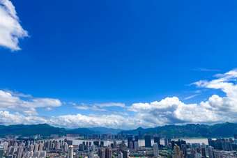 温州城市蓝天白云天际线航拍摄影图